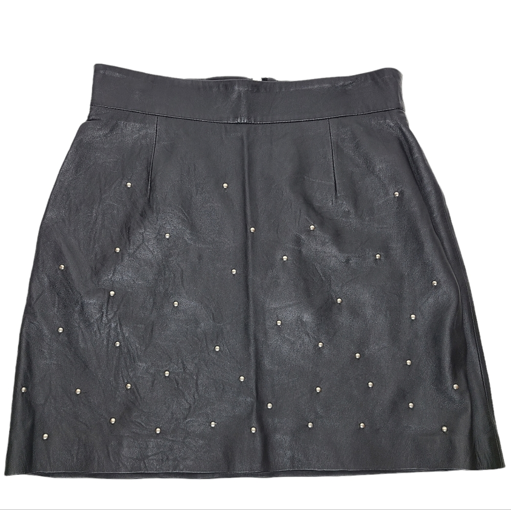 Cynthia Steffe Leather Studded Mini Skirt Black 83694053 Size 10 NWT